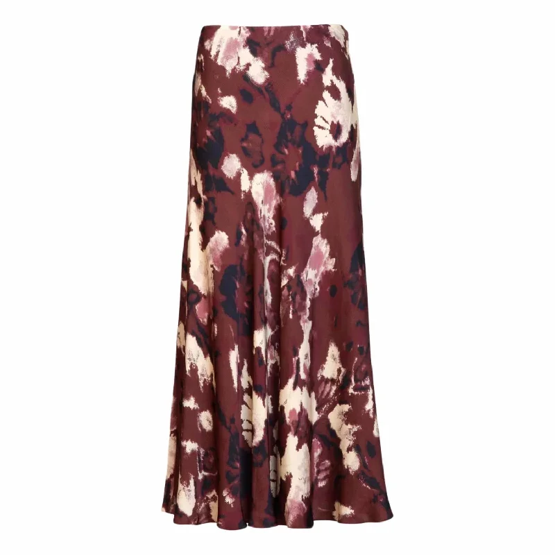 Noble Temperament Beth Skirt In Burgundy/peony