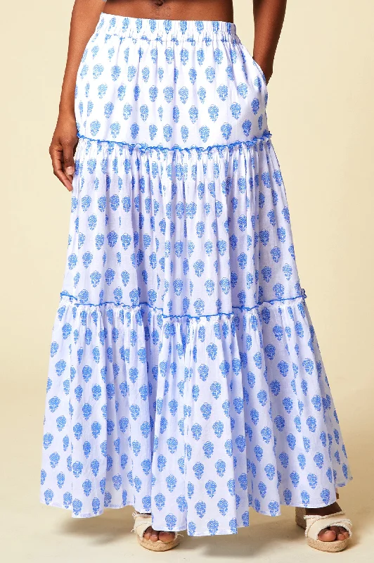 Minimal Classic Classic And Versatile Bea Organic Cotton Skirt | Pineapple White/Blue Minimal Classic Classic And Versatile Bea Organic Cotton Skirt | Pineapple White/Blue
