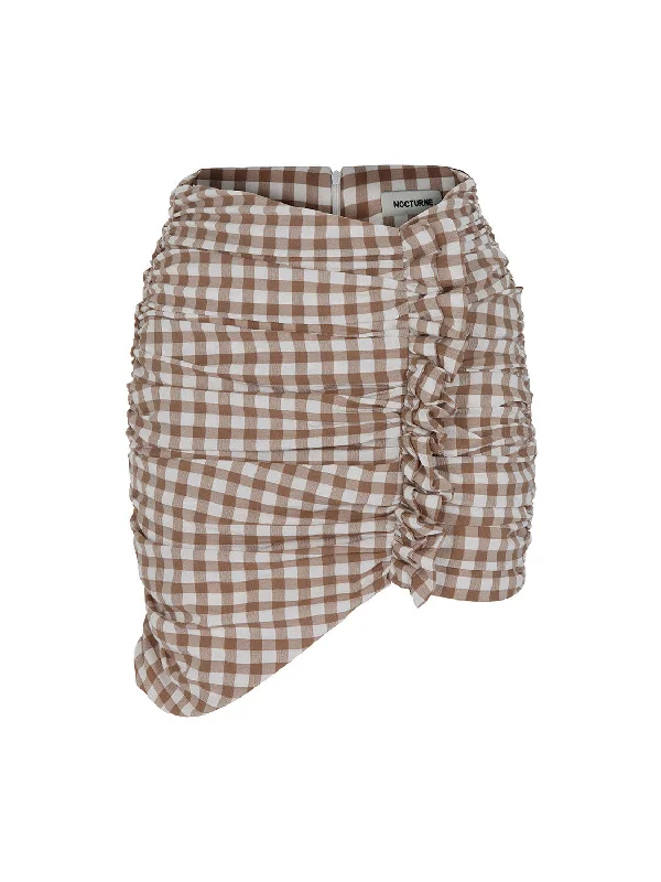 Must-have For Fashion Relaxed And Casual Gingham Asymnetrical Mini Skirt