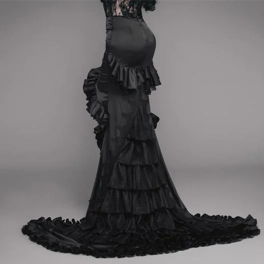 Fashion Selection Classic Series Women's Asymmetric Goth Punk Frilled Skirt