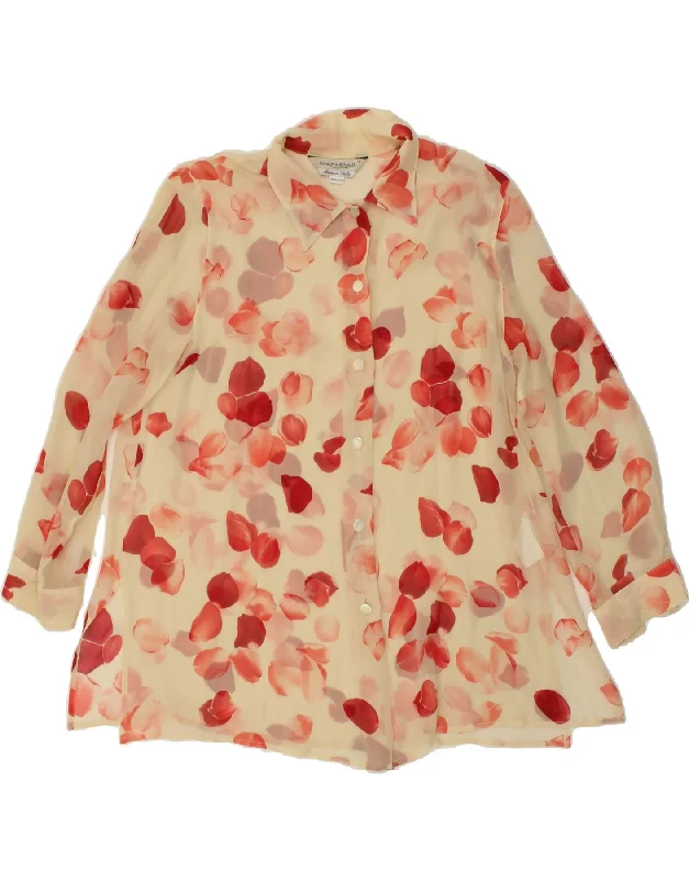 Tropical Style Unique Design MARINA RINALDI Womens Shirt Blouse Size 17 Small Beige Floral Silk Tropical Style Unique Design MARINA RINALDI Womens Shirt Blouse Size 17 Small Beige Floral Silk