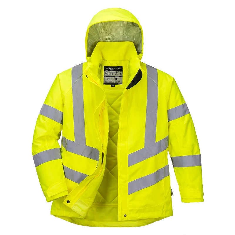 Fashion Classic New Season Series Portwest Women's Hi-Vis Waterproof Hooded Winter Safety Jacket
