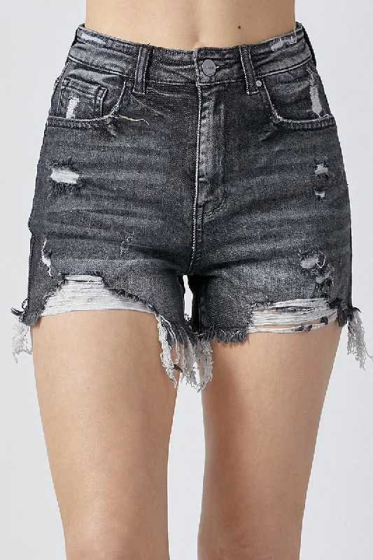 Fashionable Items Unique Prints Sweet Life Black Denim Shorts