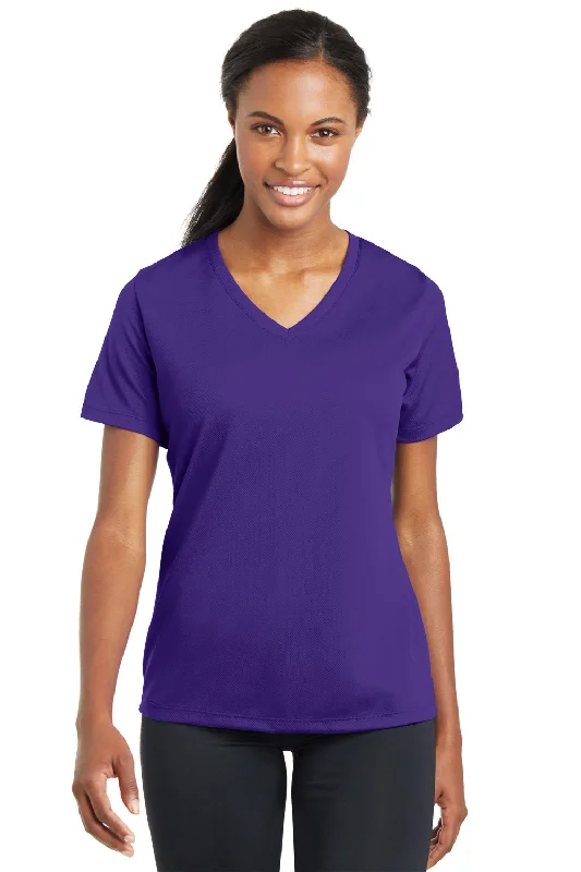 Sweet Style High Street Style Sport-Tek Womens RacerMesh Moisture Wicking Short Sleeve V-Neck T-Shirt - Purple - Closeout Sweet Style High Street Style Sport-Tek Womens RacerMesh Moisture Wicking Short Sleeve V-Neck T-Shirt - Purple - Closeout