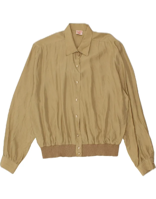 Must-have For Autumn And Winter Lively And Youthful VINTAGE Womens Shirt Blouse UK 16 Large Khaki