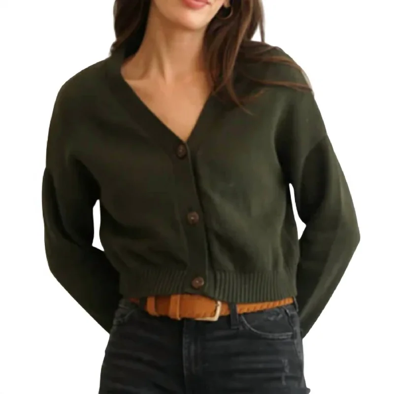 Elegant Design Romantic And Fresh Diana Crop Cardigan In Forest