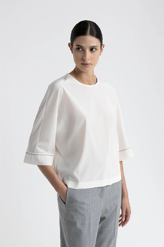 Fashionable In The Times Warm Atmosphere Stretch silk crepe de chine blouse