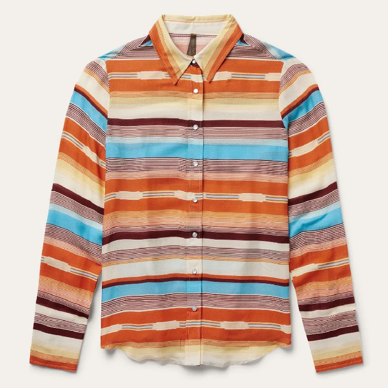 Exquisite Tailoring Thin Design Sunset Serape Print Western Shirt