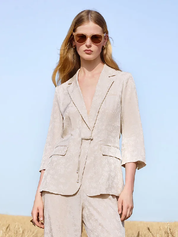 Practical Style Wearable At Home Or Out 16 Momme Mulberry Silk Jacquard Women Blazer
