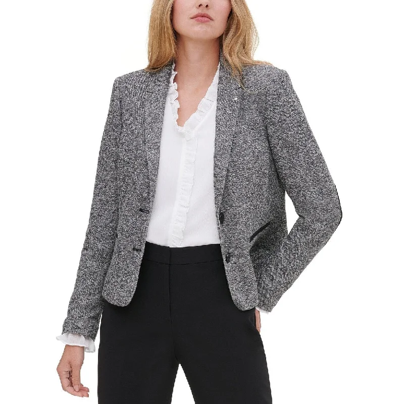 Simple Matching Simple Solid Color Tommy Hilfiger Women's Marled Peak-Lapel Blazer Charcoal Size 10 Simple Matching Simple Solid Color Tommy Hilfiger Women's Marled Peak-Lapel Blazer Charcoal Size 10