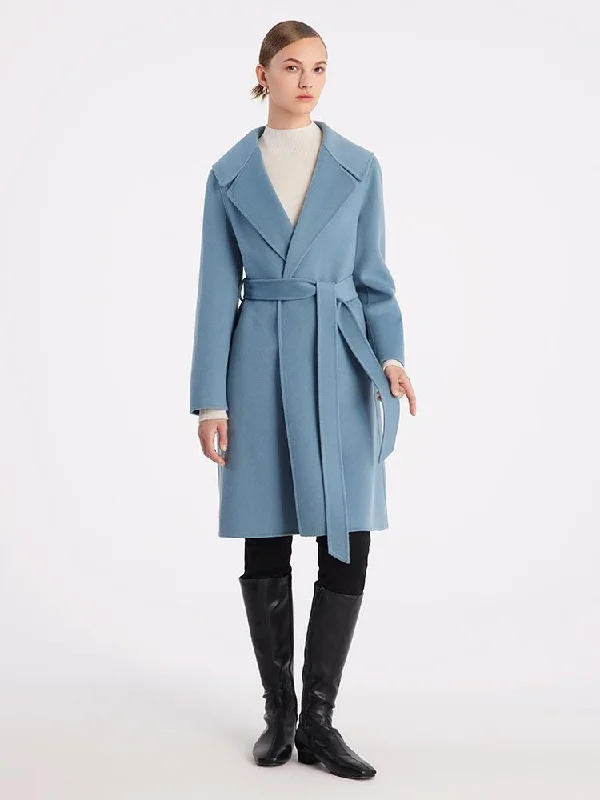 Urban Style Spring Fashion Pure Double-Faced Wool Lapel Women Coat