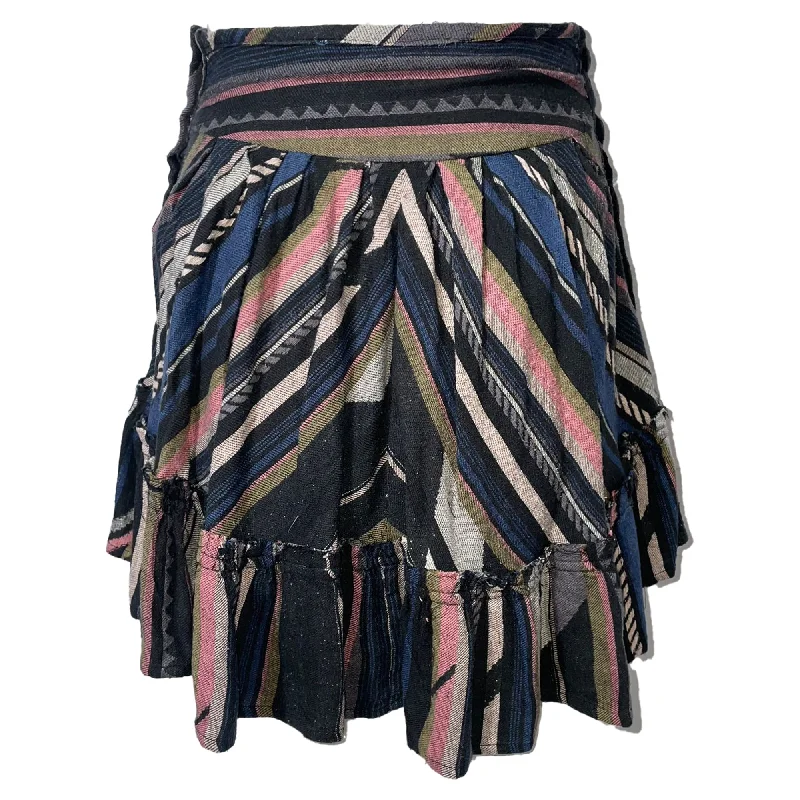 Floral Prints Luxury Temperament Iro Striped Patterned Mini Skirt in Multicolor Cotton Floral Prints Luxury Temperament Iro Striped Patterned Mini Skirt in Multicolor Cotton