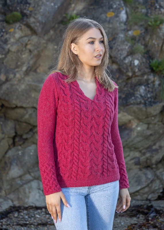 Elegant Design Body Design IrelandsEye Women's V Neck Aran Sweater | Bramble Berry