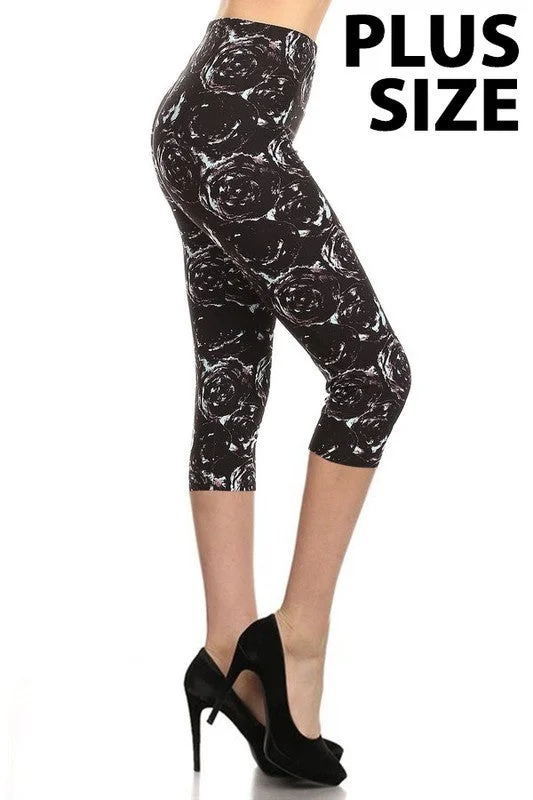 Personalized Clothing Simple Style Black Print Capri Legging