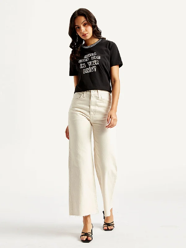 Lazy Home Celebrity Must-have Women's High Rise Ribcage Wide Leg Loose Fit Jeans