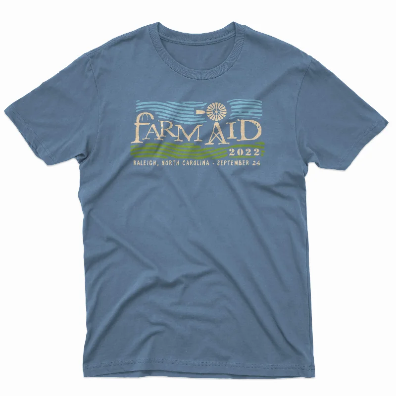 Classic And Versatile Thin Design Farm Aid 2022 Windmill Tee – Indigo