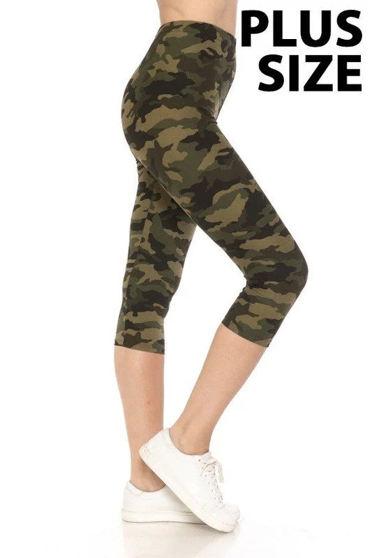 Street Cool Fashion Elements Camo Print Capri Leggings