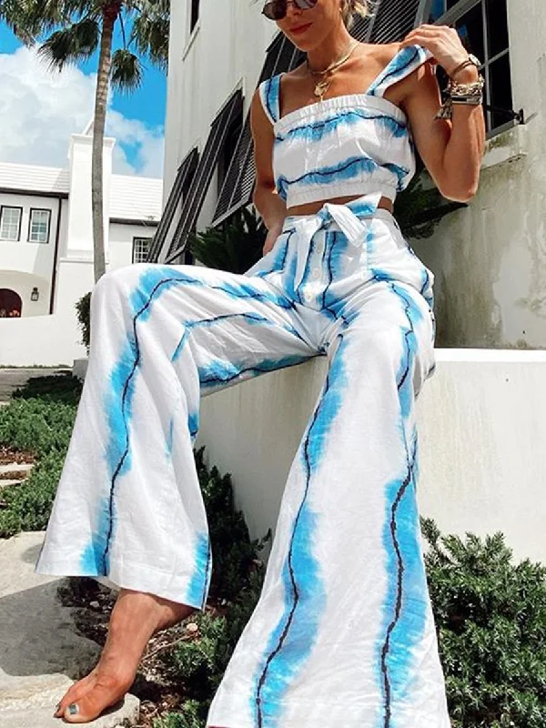 Spring Fashion Simple Matching Fashionable Bohemian Sling Sleeveless Two Piece Set