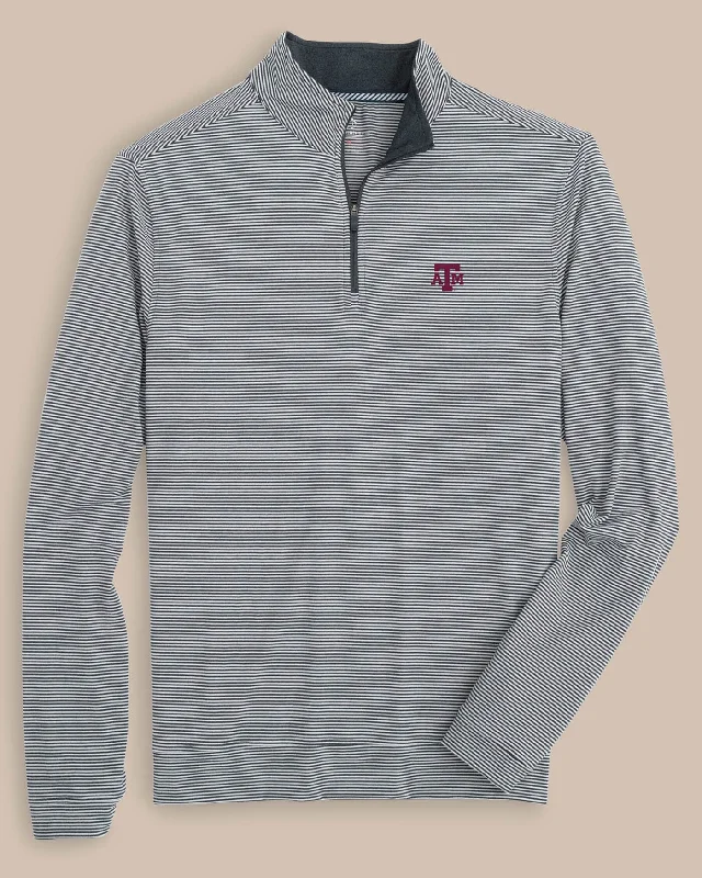 High Street Style Feminine Charm Texas A&M Aggies Cruiser Micro-Stripe Heather Quarter Zip