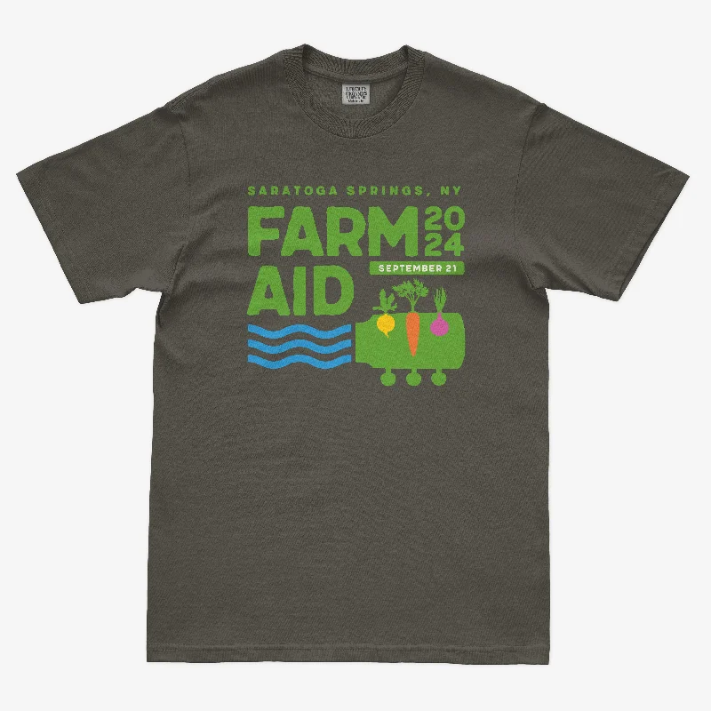 Urban Style Elegant Design Farm Aid 2024 Festival Logo Tee – Charcoal