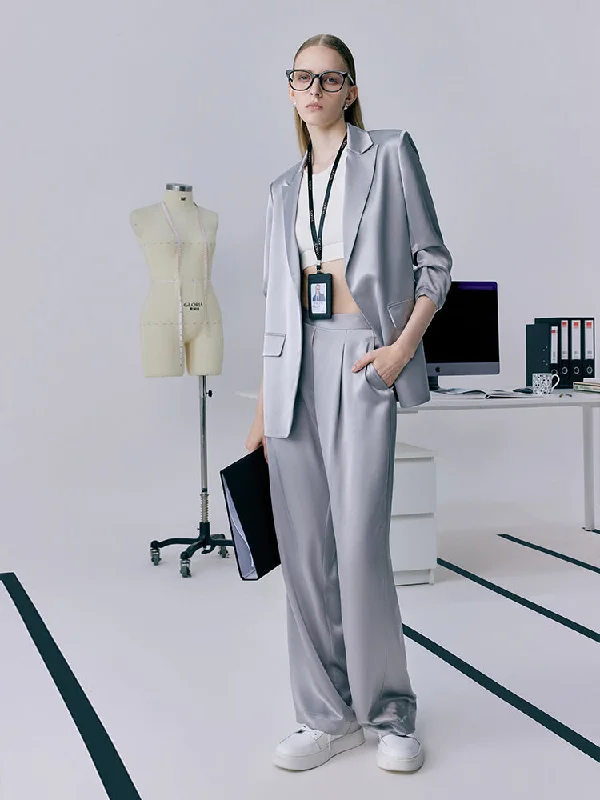 Printed Patterns Comfortable And Casual Acetate 3/4 Ruched Sleeves Women Blazer