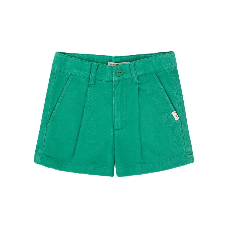 Warm and substantial Pleated Shorts in Deep Green by Tinycottons - Last One In Stock - 2 Years