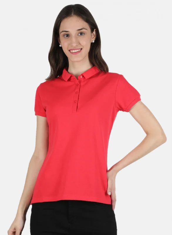 Sports Fashion Youthful Street Fashion Women Pink Plain T-Shirt