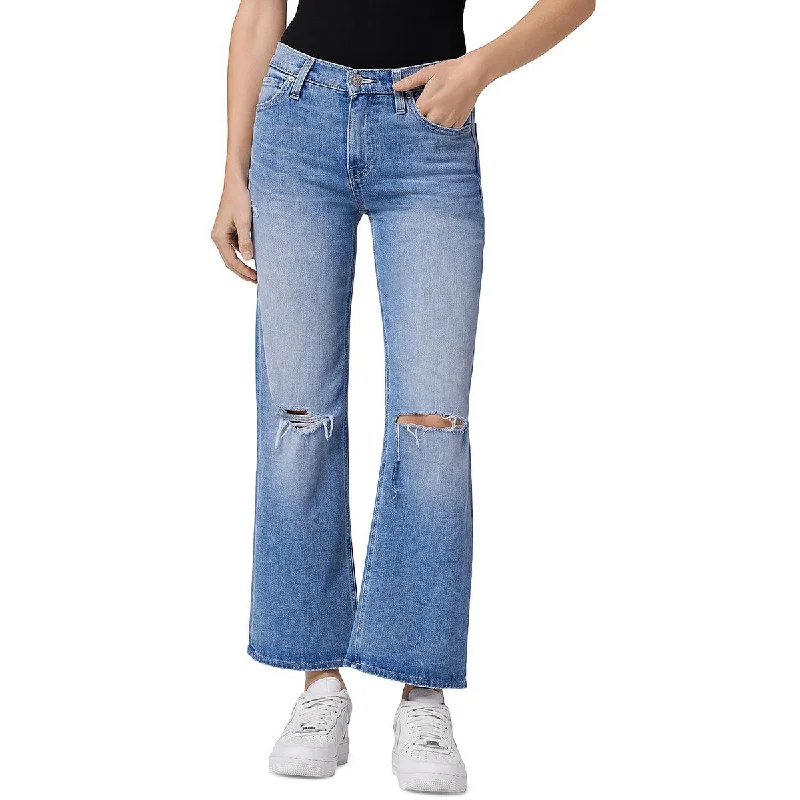 Classic Style Lively And Youthful Hudson Womens Distressed High Rise Wide Leg Jeans