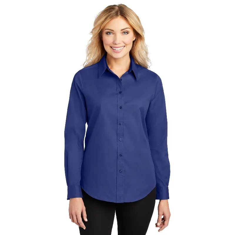 Basic Version Sports And Leisure Port Authority Women's Mediterranean Blue Long Sleeve Shirt
