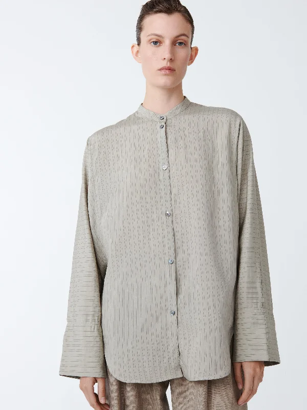 Youthful Vitality Modern Tailoring Bonsho Shirt in Pebble / Black Stripe
