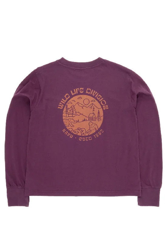 Trendy And Casual Elegant And Charming KAVU Women's Westray Long Sleeve Tee - Aubergine Trendy And Casual Elegant And Charming KAVU Women's Westray Long Sleeve Tee - Aubergine