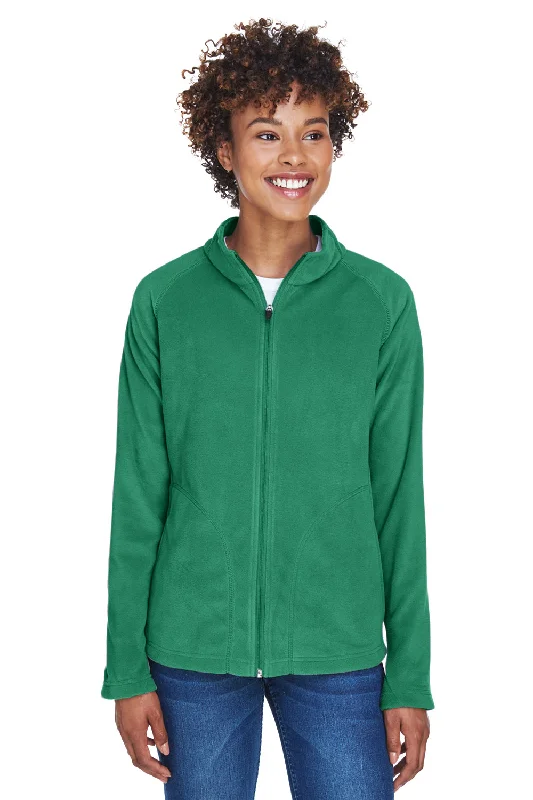 Classic Retro French Style Team 365 Womens Campus Pill Resistant Microfleece Full Zip Jacket - Kelly Green