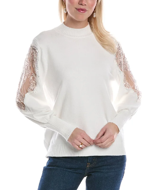Retro Prints Relaxed And Casual ANNA KAY Wave Ocean Cashmere-Blend Pullover