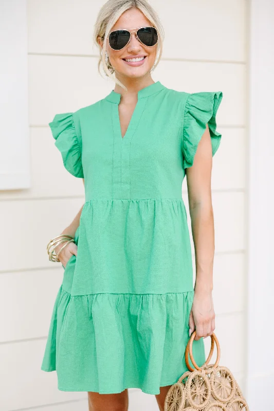 Nightclub Style On The Move Kelly Green Ruffled Babydoll Dress