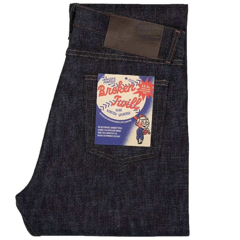 Minimal Classic Girl Style True Guy - Broken Twill Slub Stretch Selvedge