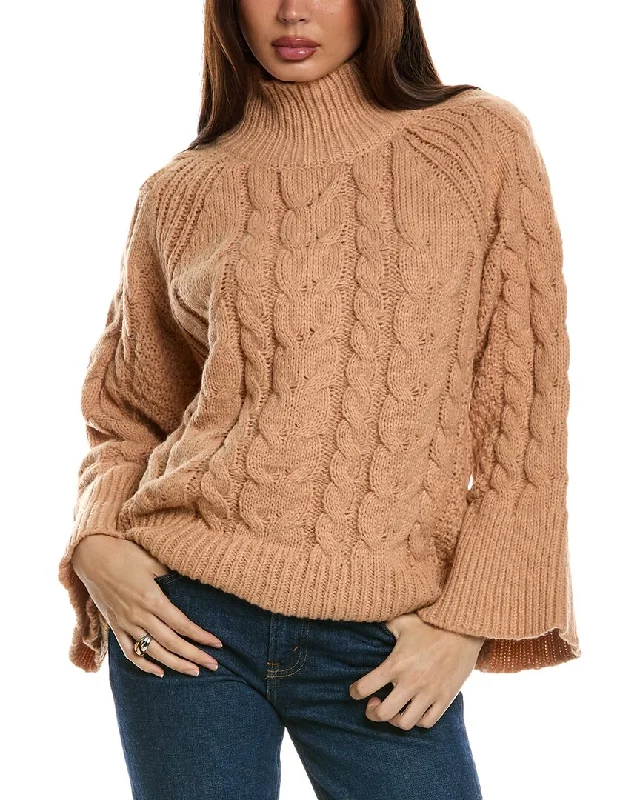 Romantic Data Street Charm Isla Ciel Multi-Stitch Turtleneck Sweater