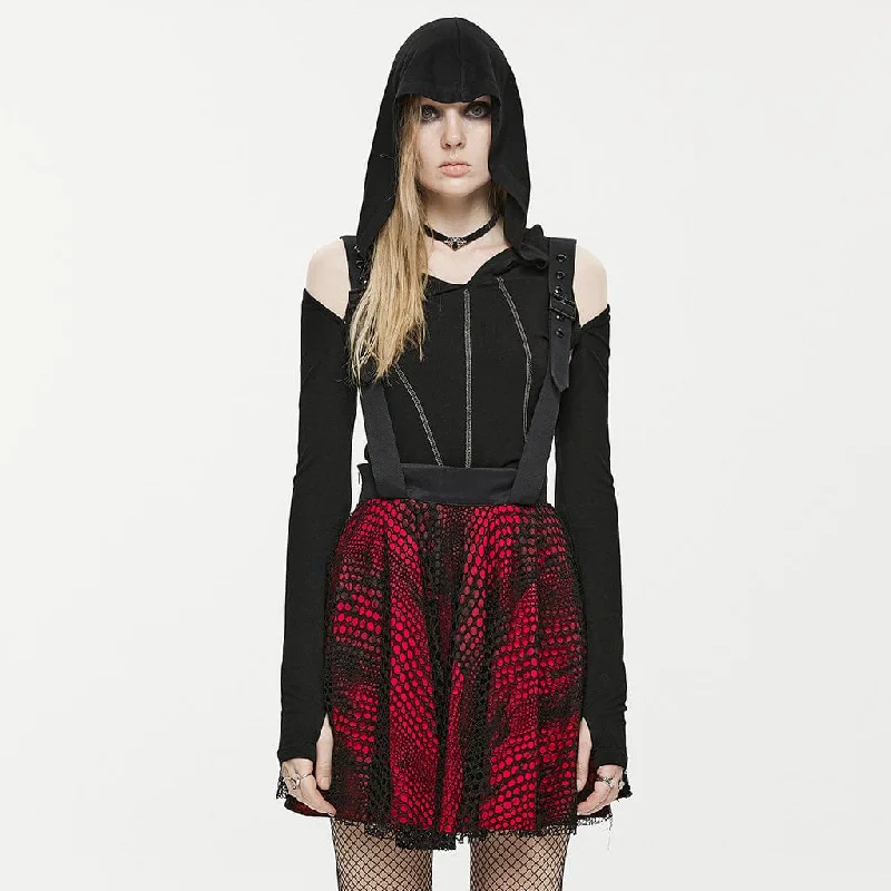 High Street Fashion Carefree Style Women's Grunge Mesh Splice Two-wear Skirt