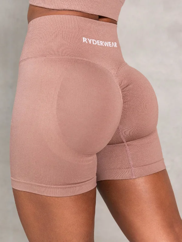 Sports Fashion Slim Fit Lift BBL Scrunch Seamless Shorts - Almond