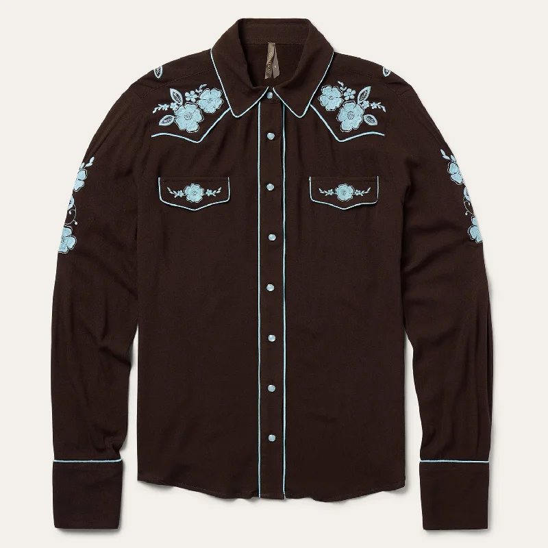Fashionable In The Times Celebrity Style Embroidered Retro Western Shirt