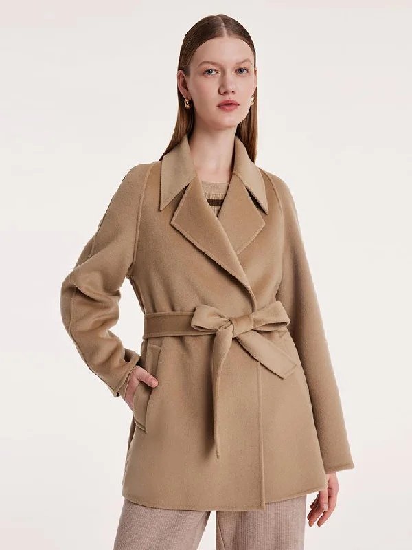 Embroidery Design Fashionable And Versatile Mulberry Silk Wool Double-Faced Coat