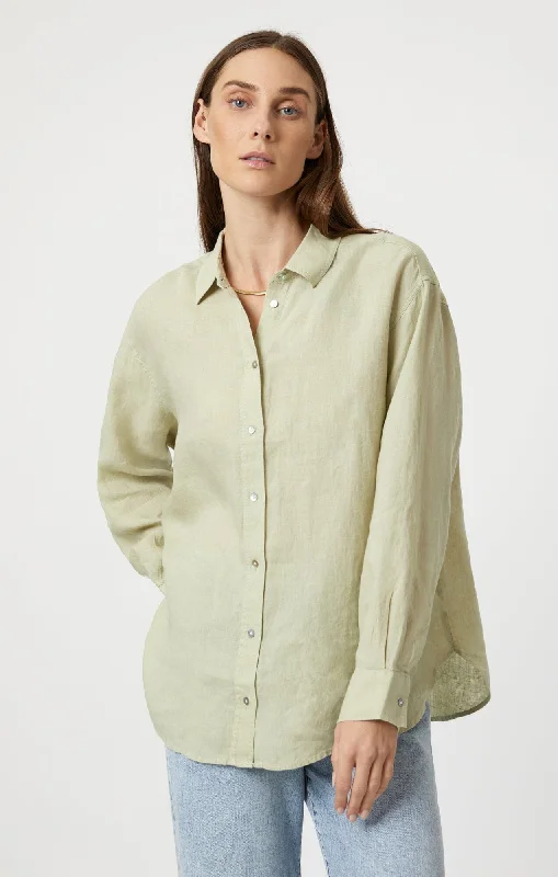 Personalized Wear Fresh And Natural LINEN BUTTON-UP SHIRT IN LINT