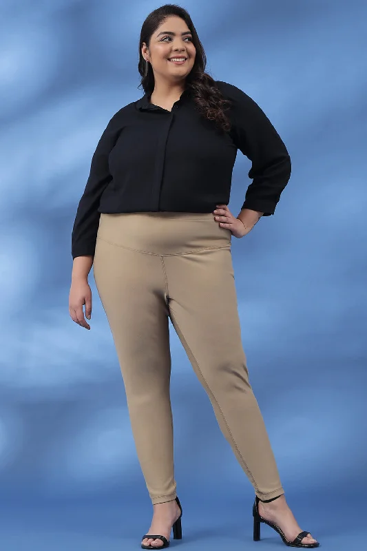 High Street Design Classic Retro Fawn Tummy Tucker Jeggings
