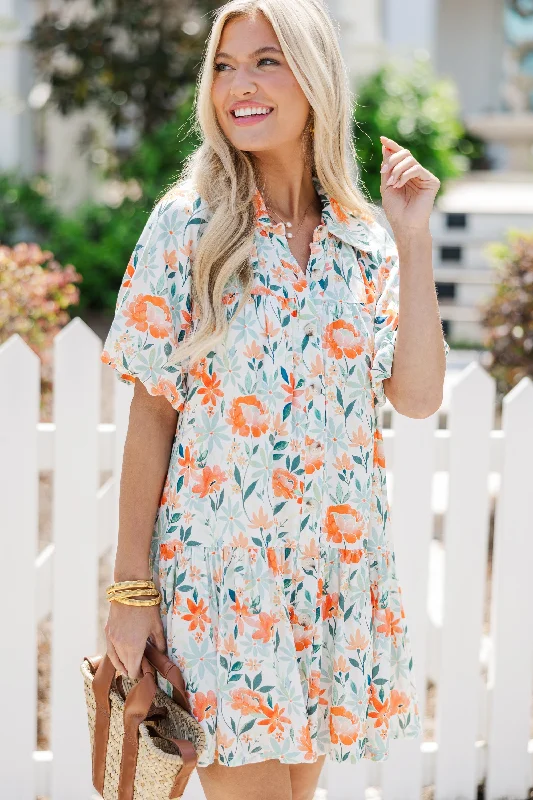 Knowledge And Elegance Make It Happen Orange Floral Dress