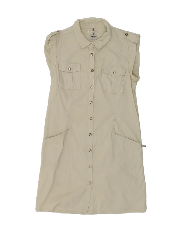 Fashion Selection Versatile Items PEPE JEANS Womens Shirt Dress UK 12 Medium Off White Cotton