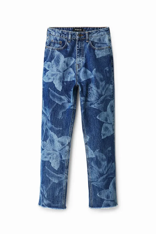 Exquisite Design Unique Design Desigual Straight Cropped Patterned Jeans