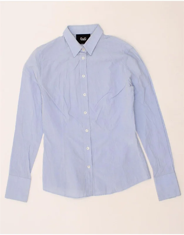 Sweet Style High Street Style DOLCE & GABBANA Womens Shirt IT 44 Medium Blue Cotton