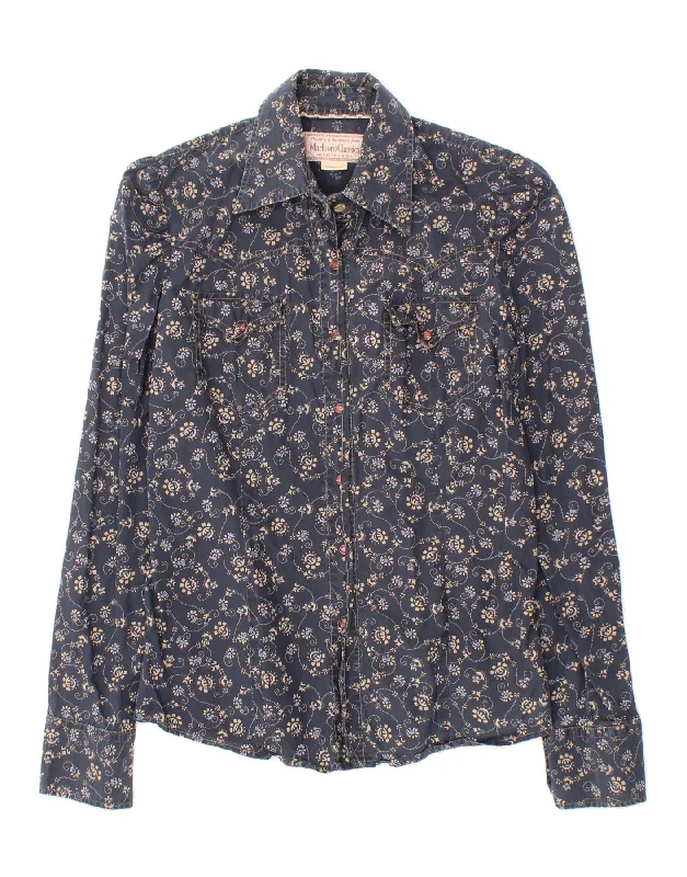 Leisure Travel MARLBORO CLASSICS Womens Shirt EU 42 Large Navy Blue Paisley Cotton