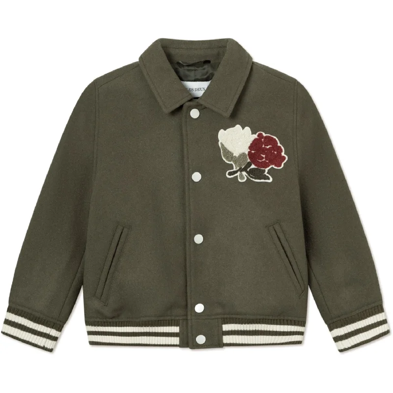Fashionable And Fashionable Luxury Temperament Les Deux Kids Olive Night Felipe Varsity Wool Jacket Kids