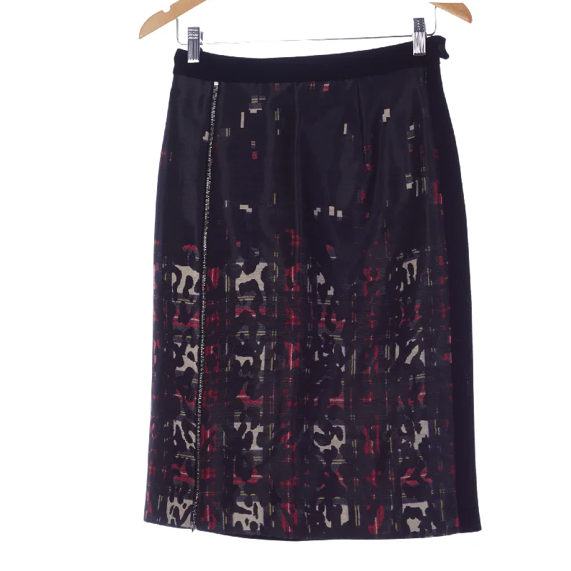 Perfect Tailoring Carefree Preen by Thornton Bregazzi Skirt Black with Abstrct Front Panel Wool UK Size 10 Perfect Tailoring Carefree Preen by Thornton Bregazzi Skirt Black with Abstrct Front Panel Wool UK Size 10