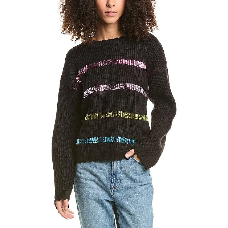 Street Sports Shoes Womens Sequined Pullover Crewneck Sweater